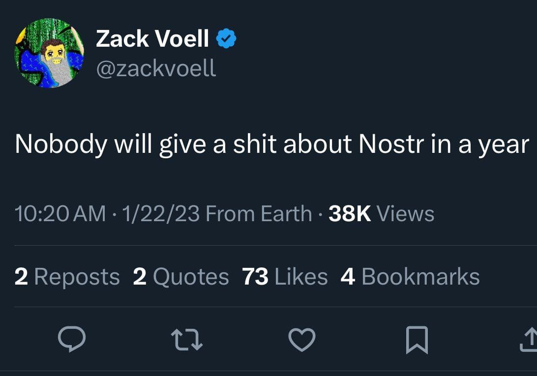 One Year Later, Zack Voell Gives A Shit About Nostr