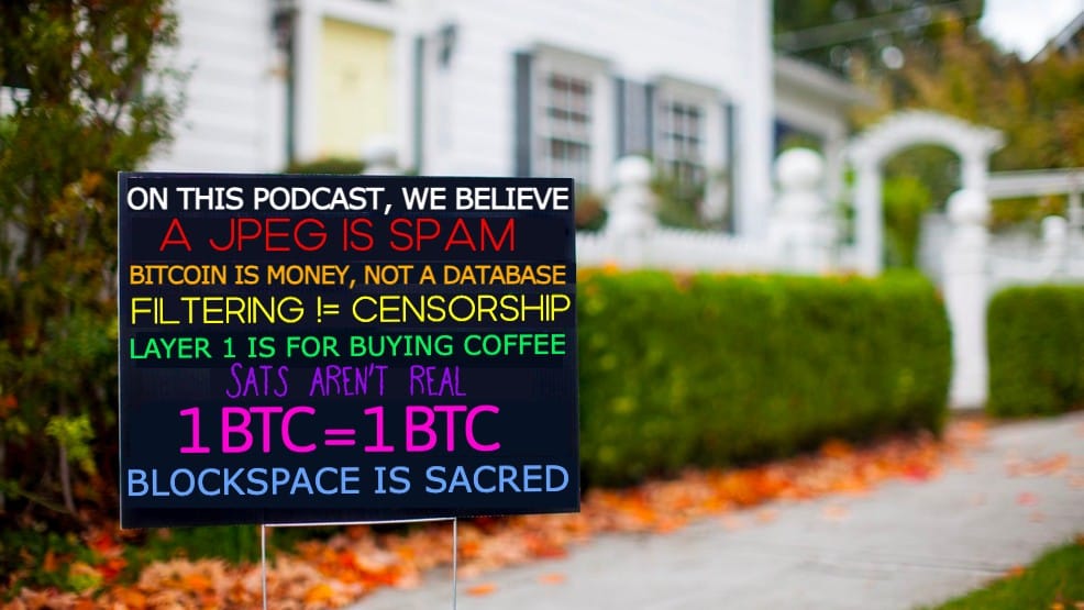 How One Bitcoin Podcaster's Yard Sign Became A Rallying Cry For Anti-Ordinals Allies